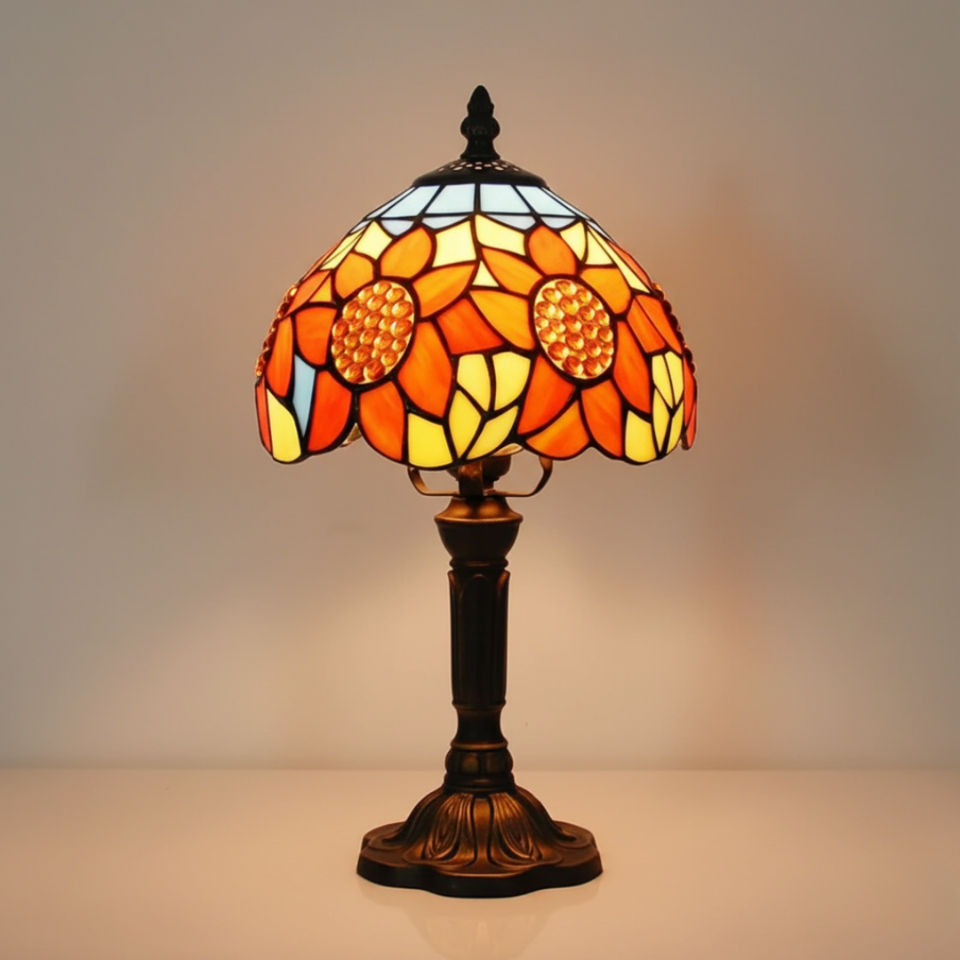 Lâmpada de vidro vintage Tiffany com design de girassol