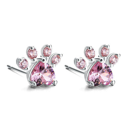 Conjunto de joias com patas para mulheres em ouro rosa com zircónia