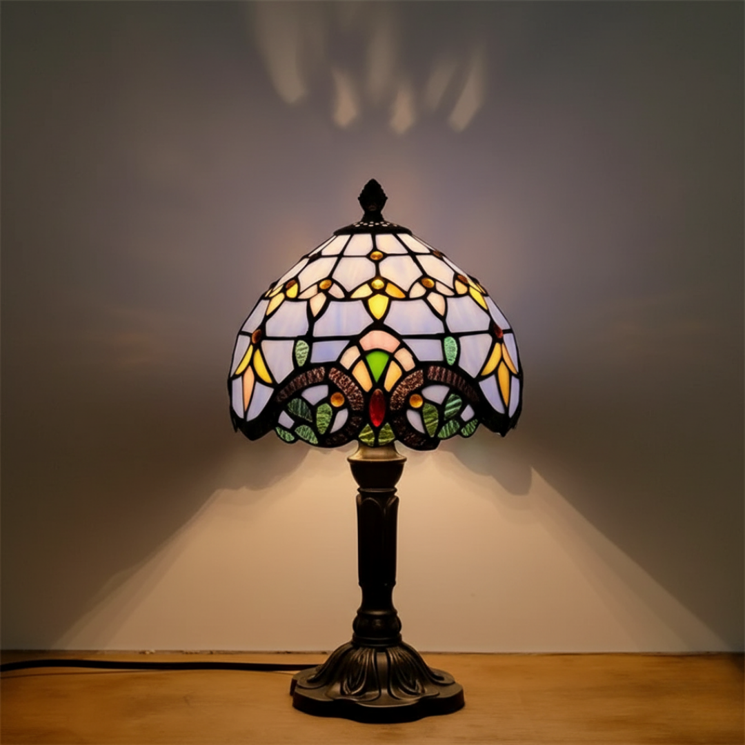 Lâmpada de mesa Tiffany colorida e clássica Chromia