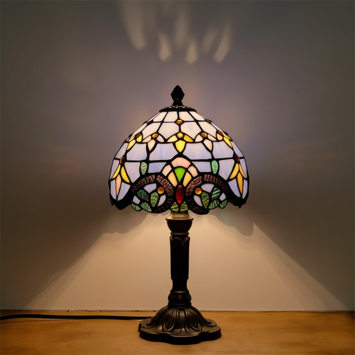 Lâmpada de mesa Tiffany colorida e clássica Chromia