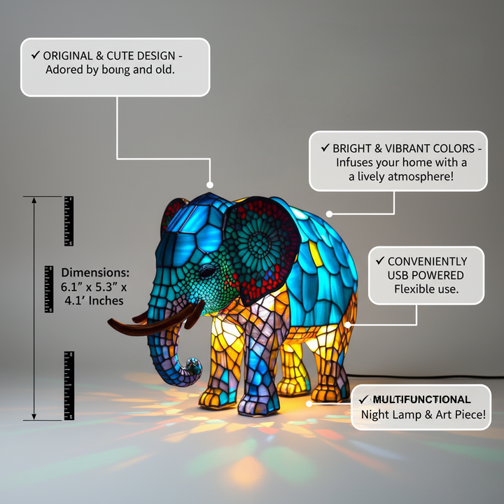 Luz de noite encantada em forma de elefante