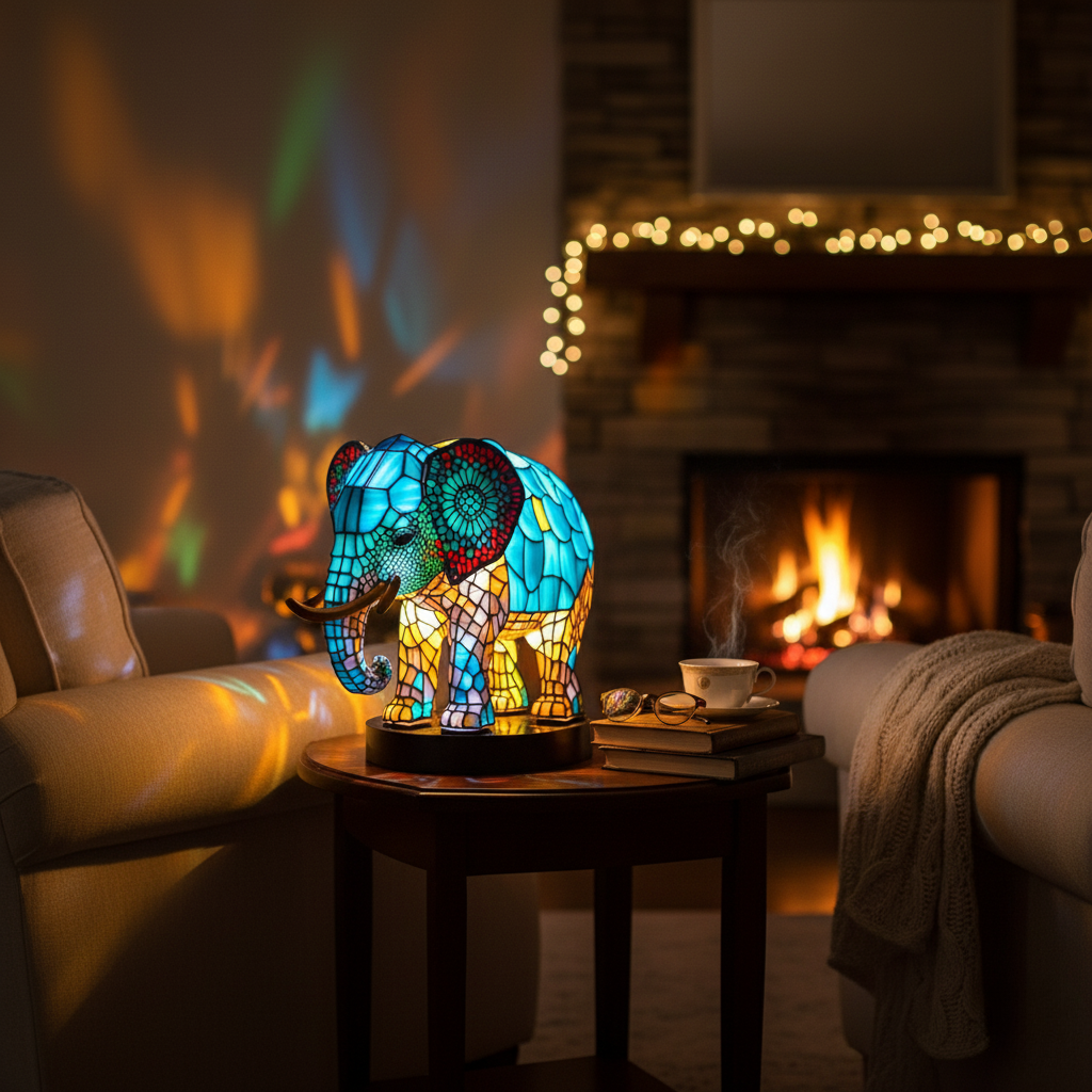 Luz de presença em forma de elefante encantado
