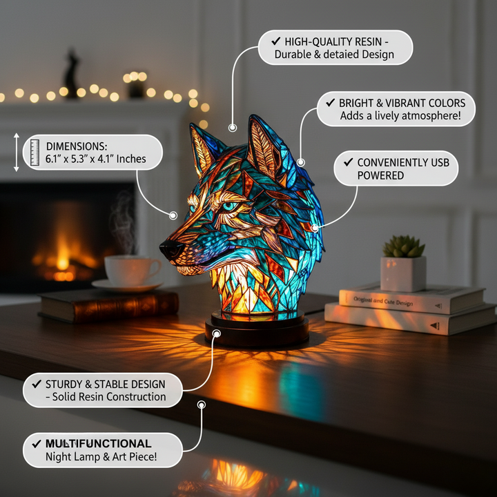Luz encantada em forma de lobo