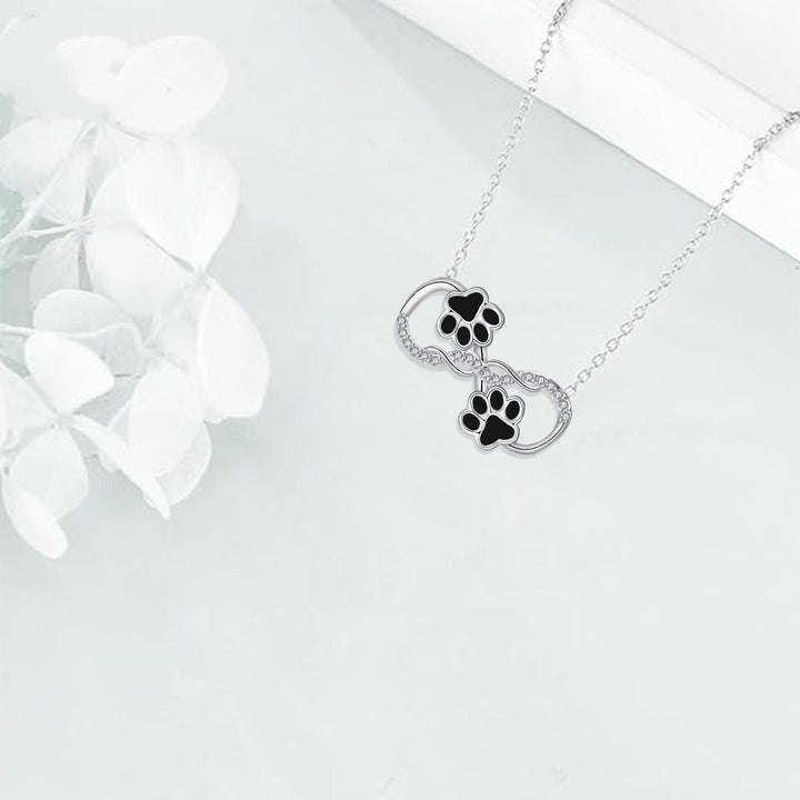 Colar de pata de cão com zircónias, amor infinito