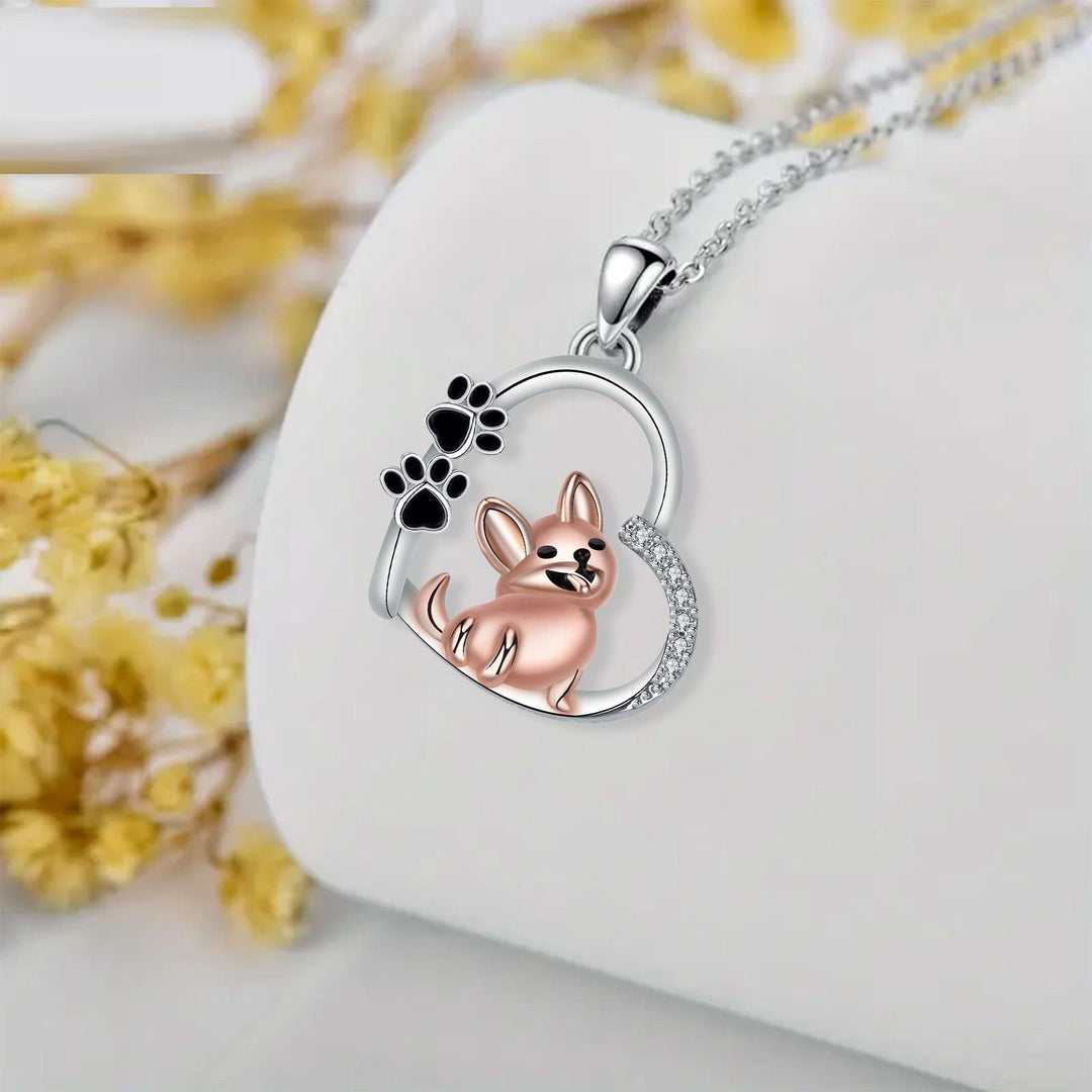 Colar de cão em ouro rosa com design delicado