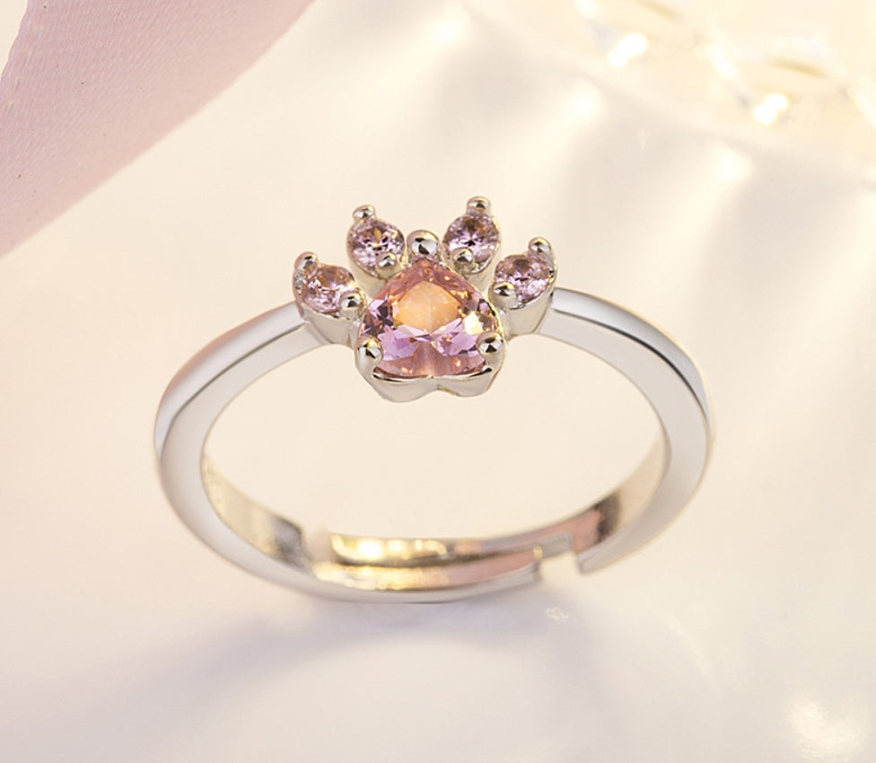 Conjunto de joias com patas para mulheres em ouro rosa com zircónia