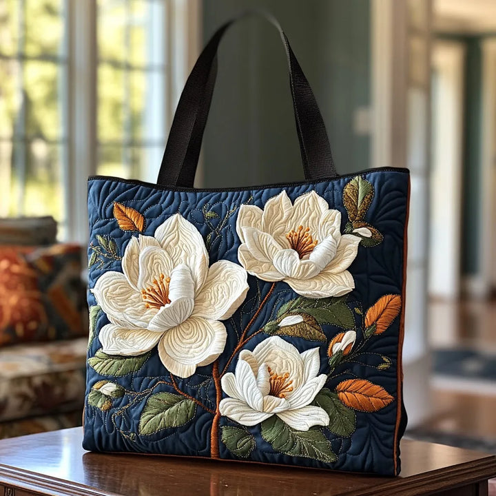 Bolsa tote acolchoada elegante em magnólia