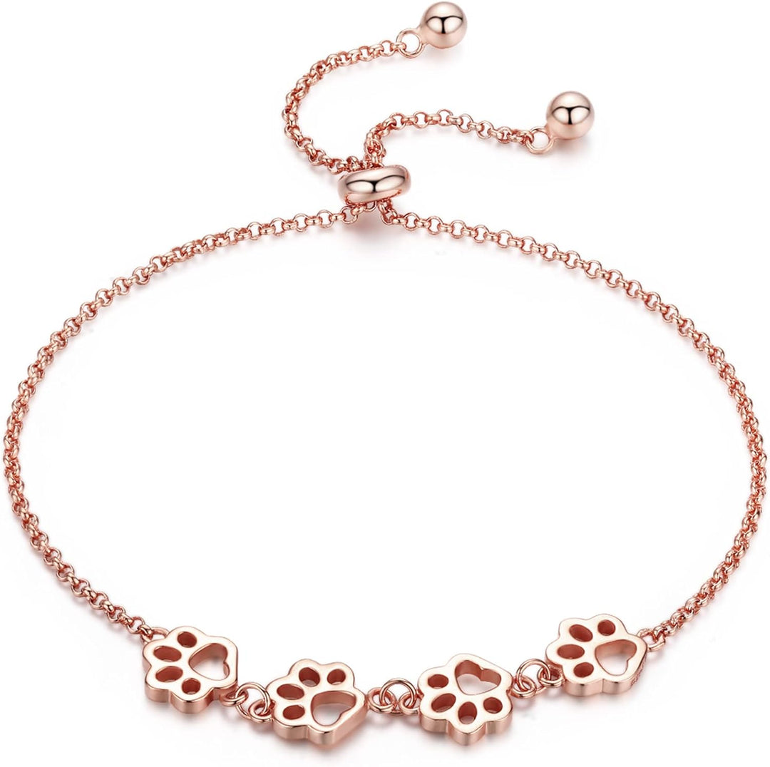 Pulseira ajustável em prata esterlina com impressão de pata de cão