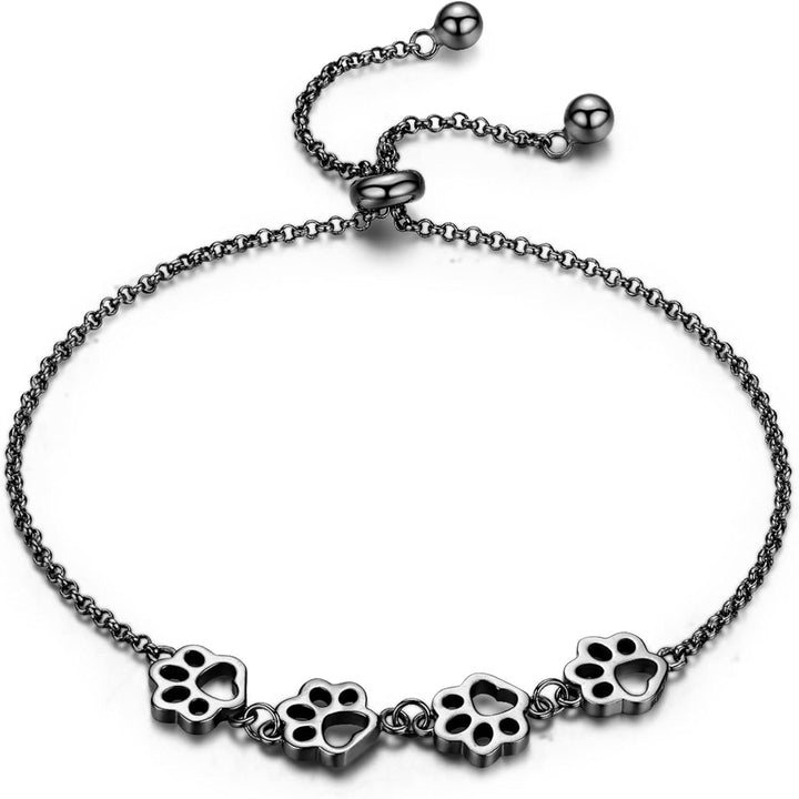 Pulseira ajustável em prata esterlina com impressão de pata de cão