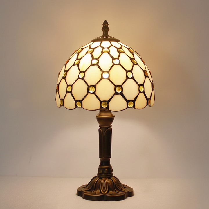 Candeeiro de mesa barroco luxuoso em tom marfim