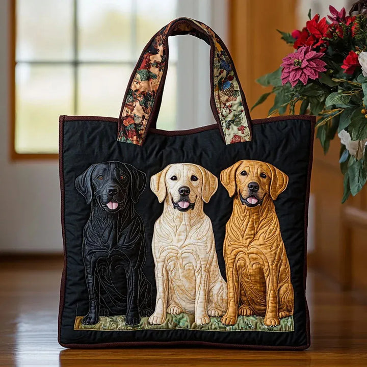 Mala artesanal com três labradores