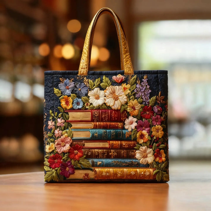 Saco de lona com estampado floral artesanal