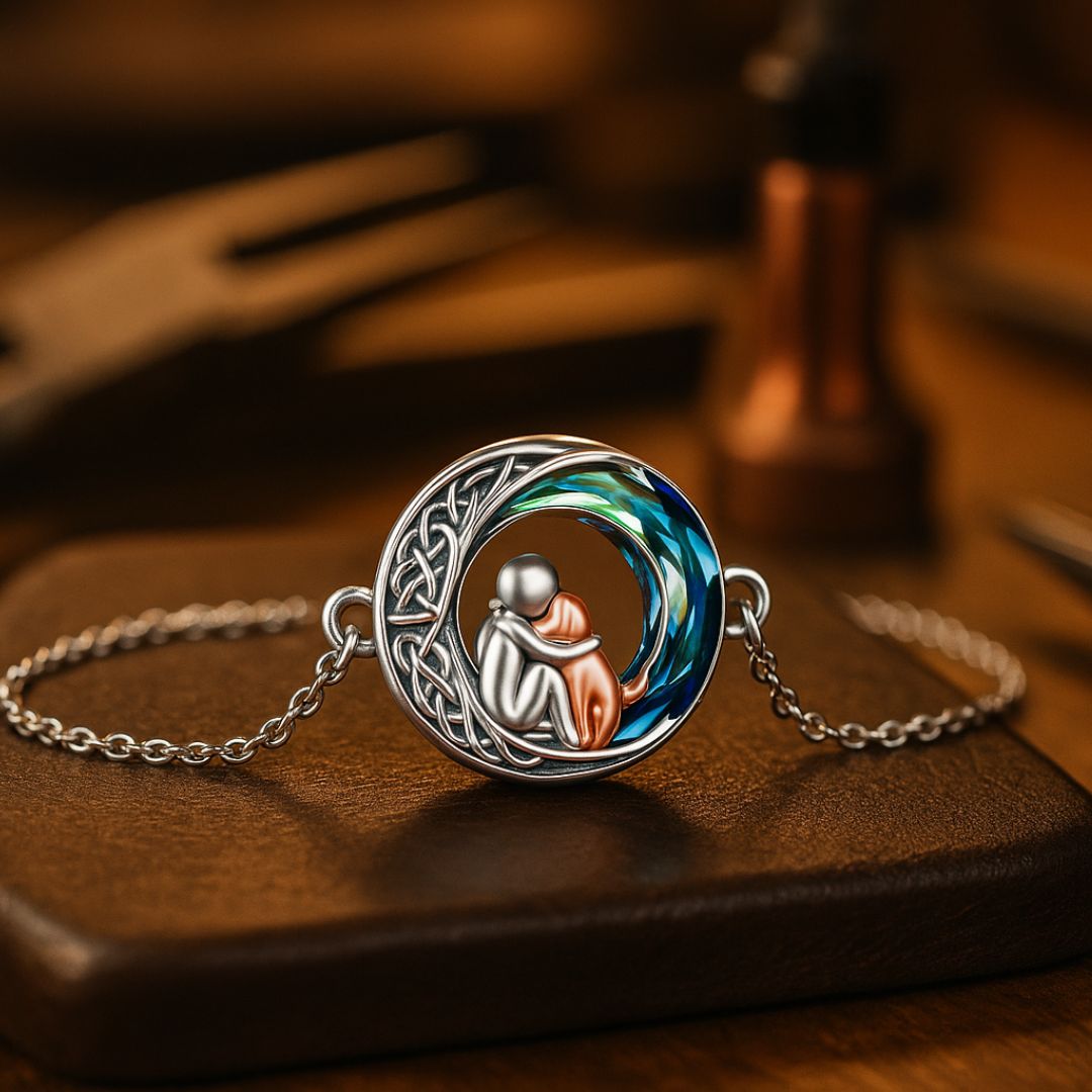 Pulseira ajustável em prata esterlina com motivo de cão