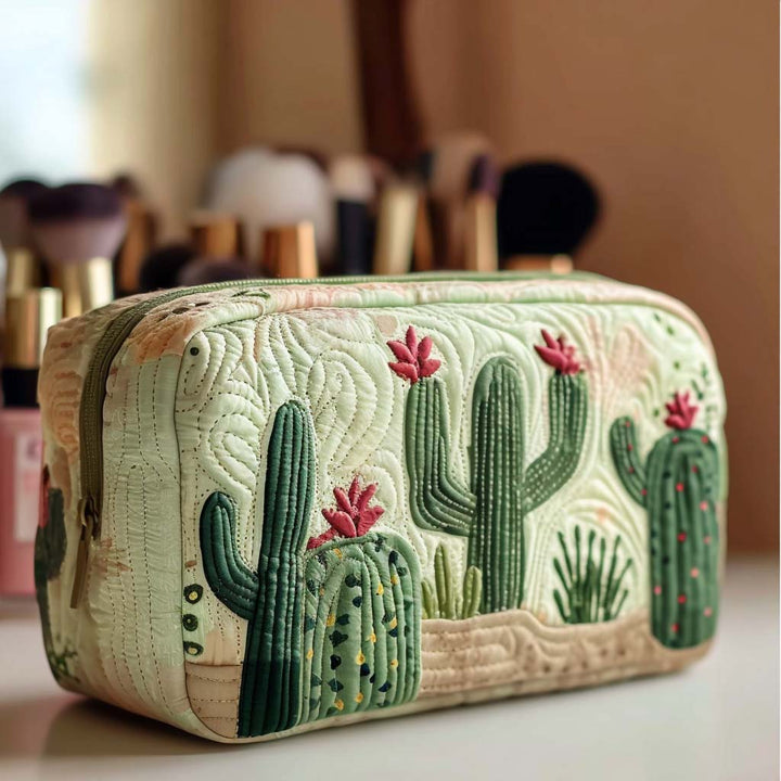 Bolsa de maquilhagem acolchoada verde deserto
