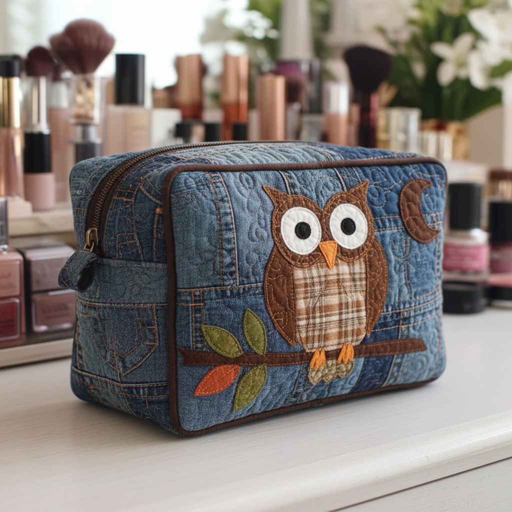 Bolsa de maquilhagem acolchoada com asas sonhadoras