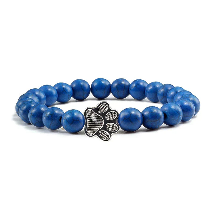 Pulseira de pedras naturais com pendente de pata, elástica para todos