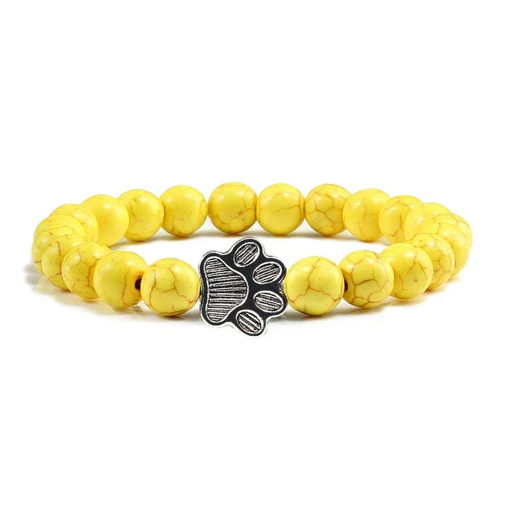 Pulseira de pedras naturais com pendente de pata, elástica para todos