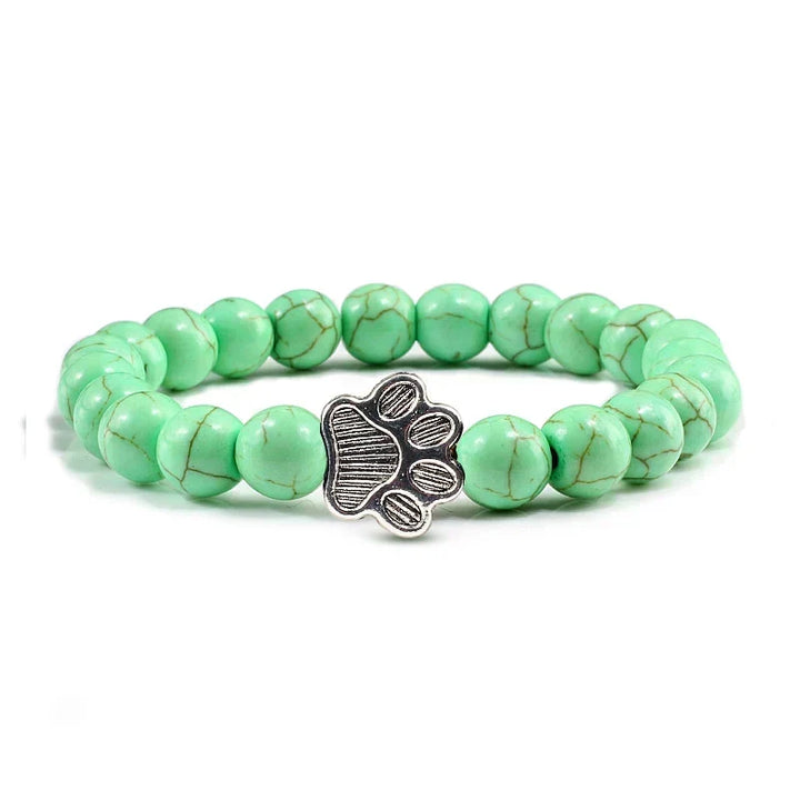 Pulseira de pedras naturais com pendente de pata, elástica para todos