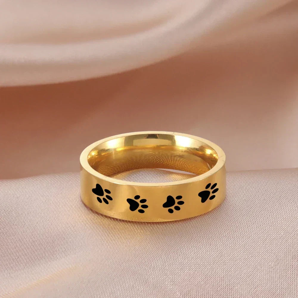 Anel em aço inoxidável para amantes de animais