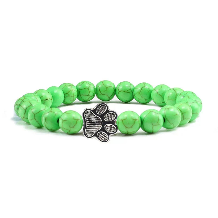 Pulseira de pedras naturais com pendente de pata, elástica para todos