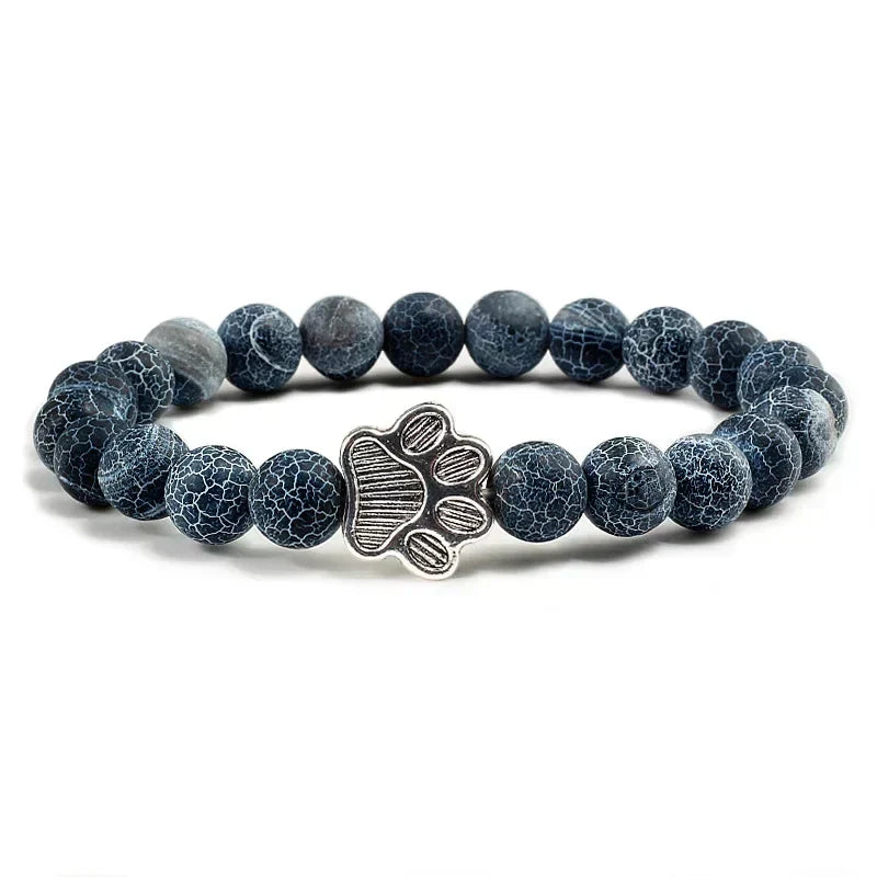 Pulseira de pedras naturais com pendente de pata, elástica para todos