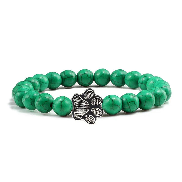 Pulseira de pedras naturais com pendente de pata, elástica para todos