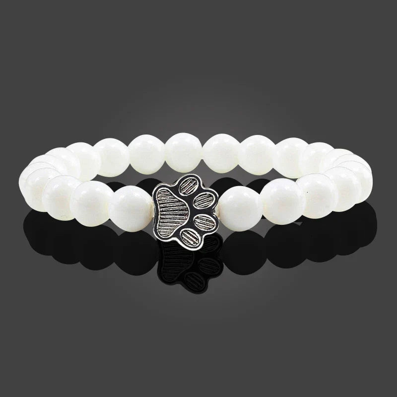 Pulseira de pedras naturais com pendente de pata, elástica para todos