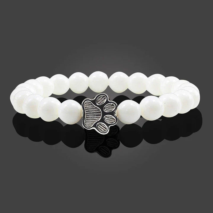 Pulseira de pedras naturais com pendente de pata, elástica para todos