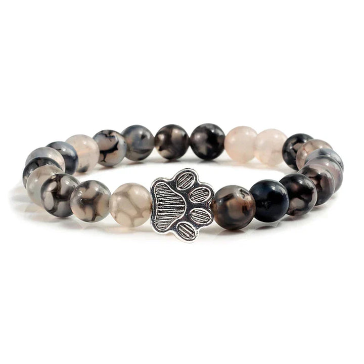 Pulseira de pedras naturais com pendente de pata, elástica para todos