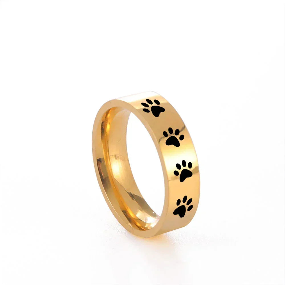 Anel em aço inoxidável para amantes de animais