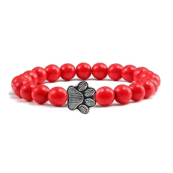 Pulseira de pedras naturais com pendente de pata, elástica para todos