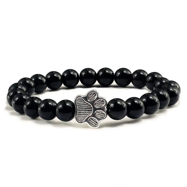 Pulseira de pedras naturais com pendente de pata, elástica para todos