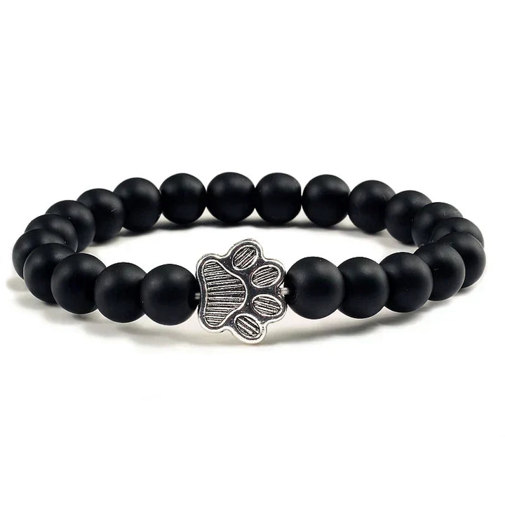 Pulseira de pedras naturais com pendente de pata, elástica para todos