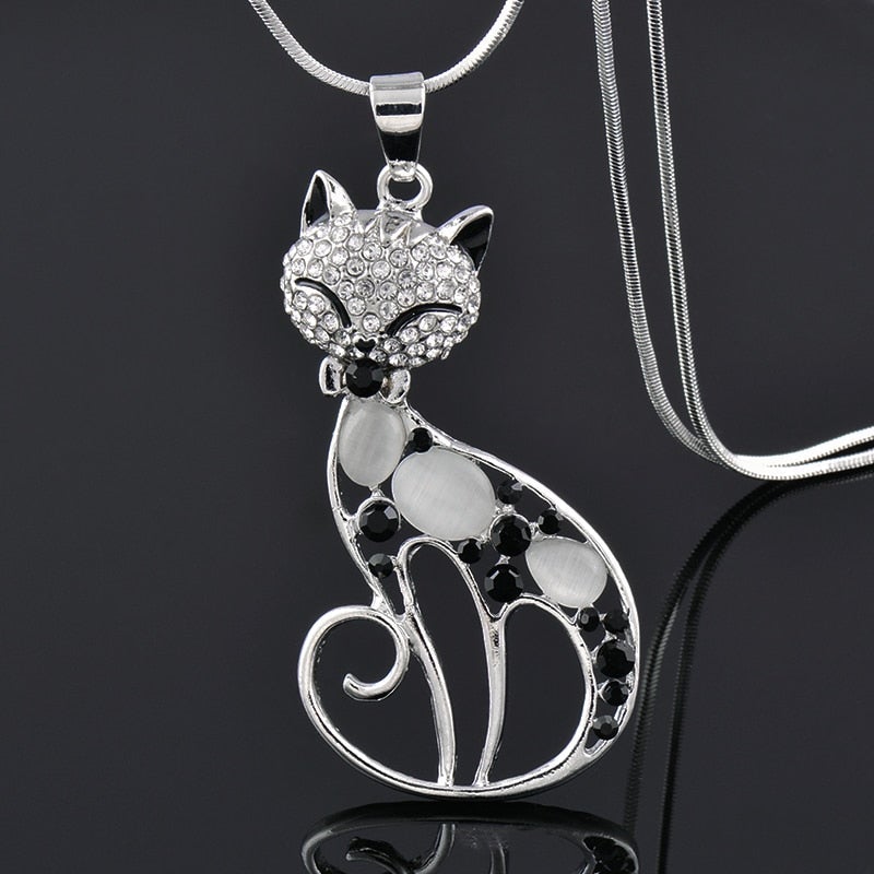 Colar de gato em prata com zircónias