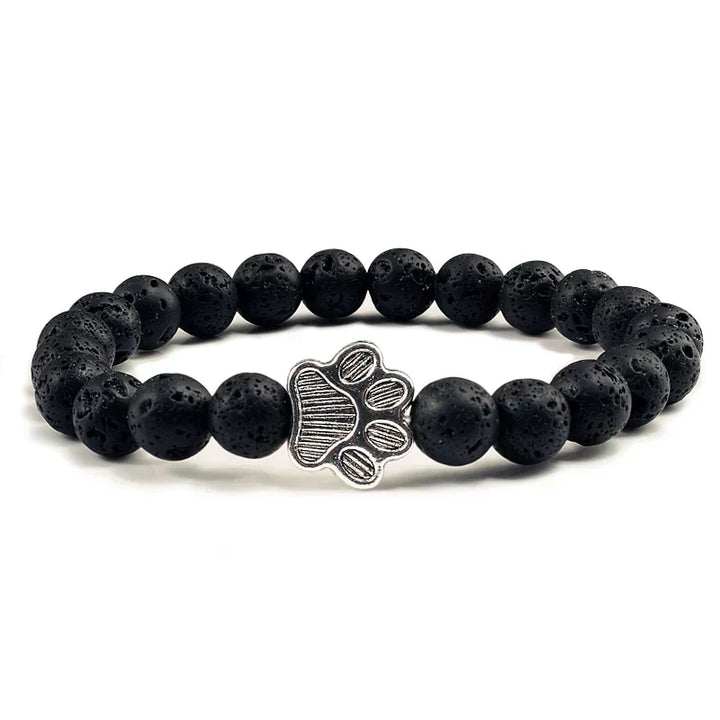 Pulseira de pedras naturais com pendente de pata, elástica para todos