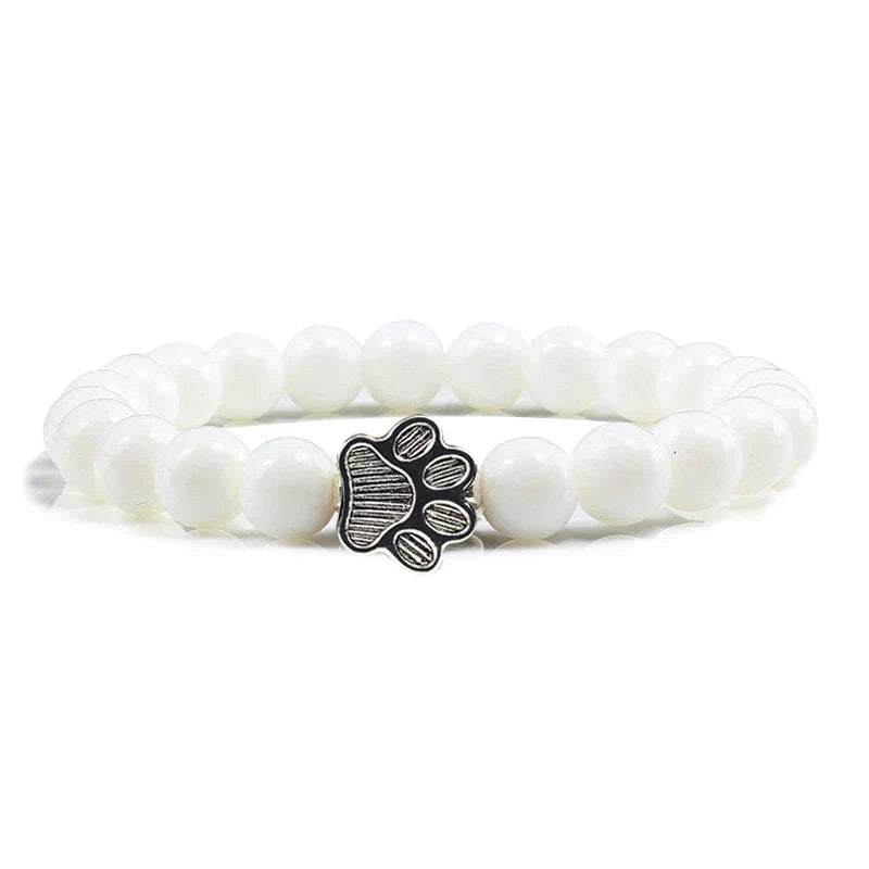 Pulseira de pedras naturais com pendente de pata, elástica para todos