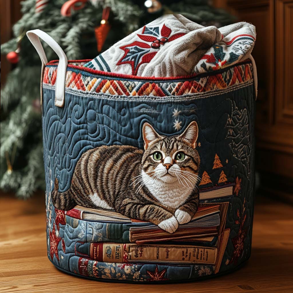 Cesto de roupa para gatos com design festivo