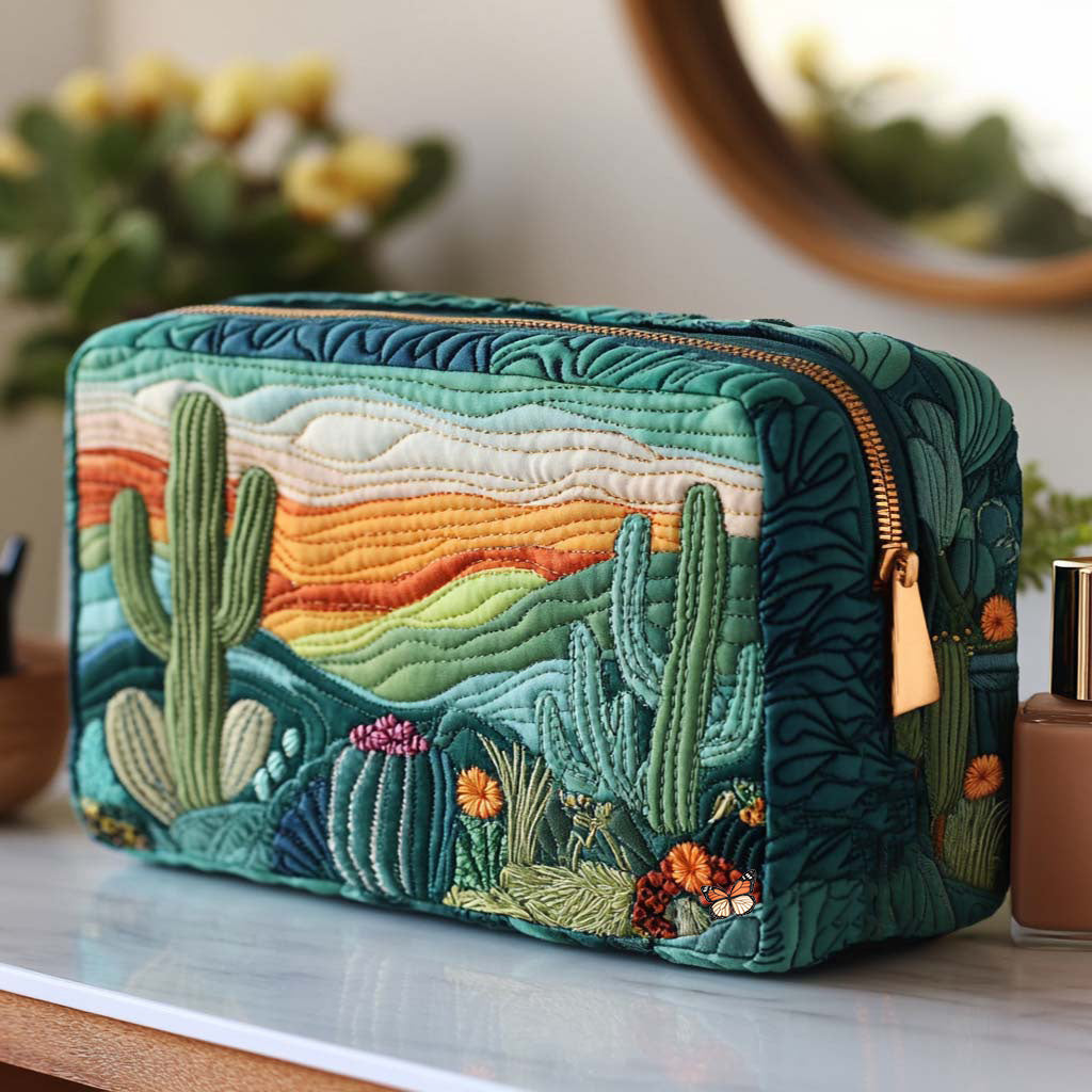 Bolsa de maquilhagem acolchoada em tons de areia
