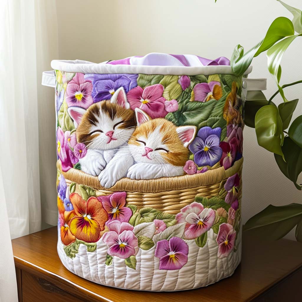 Cesto de roupa para gatinhos divertido e prático