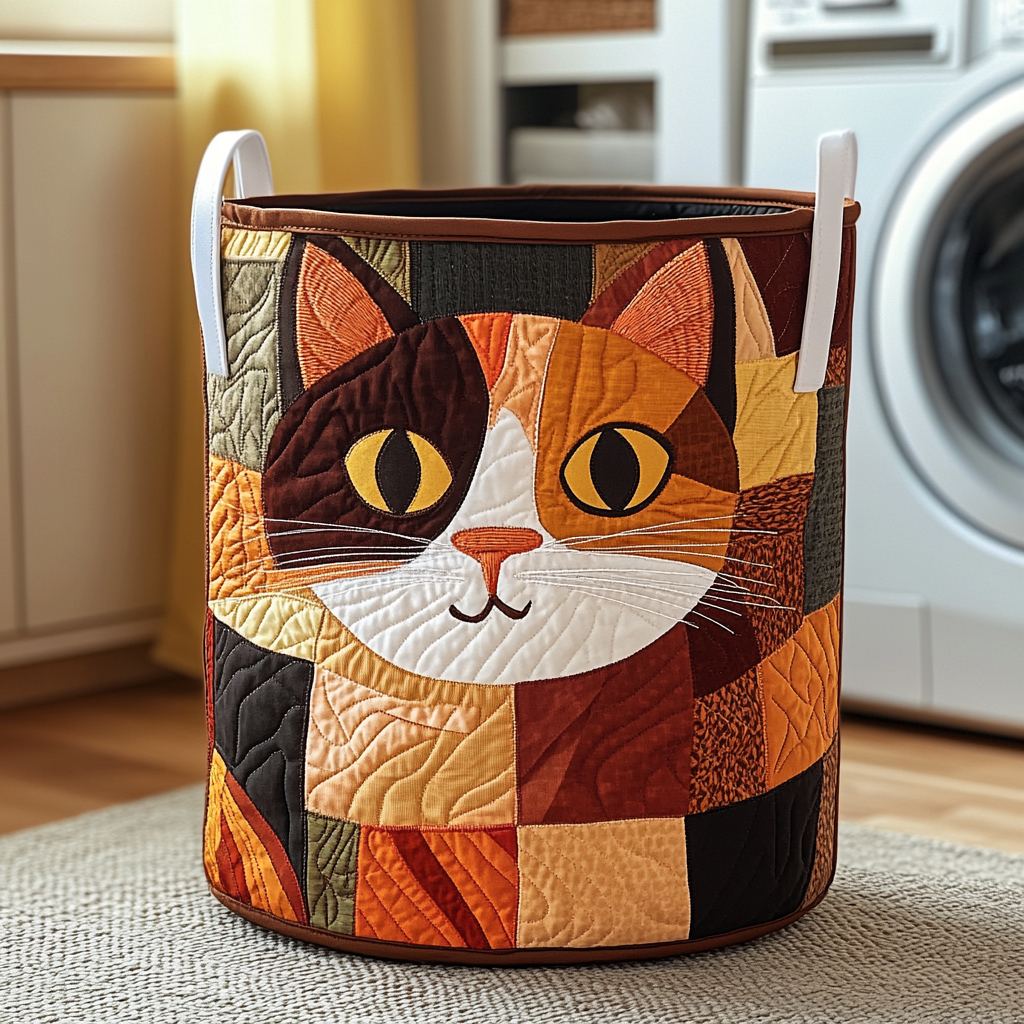 Cesto de roupa para gatos com padrão divertido