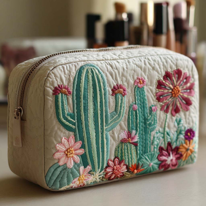 Bolsa de maquilhagem acolchoada de figo da Índia