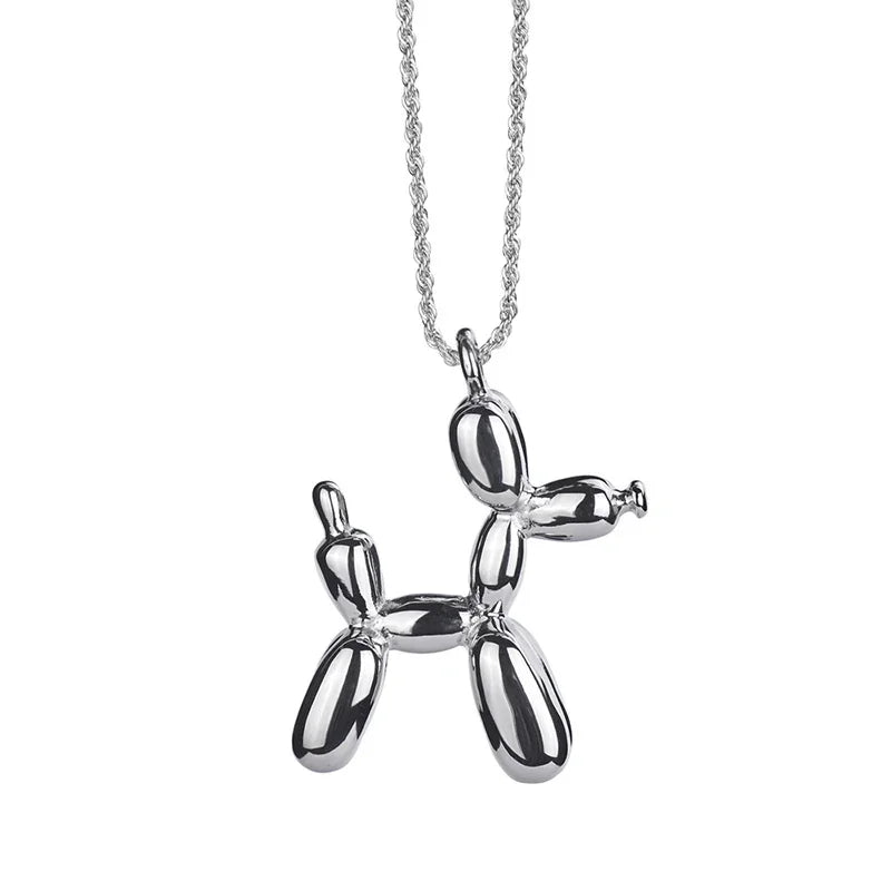 Colar de cão balão, colar feminino divertido com pendente dourado