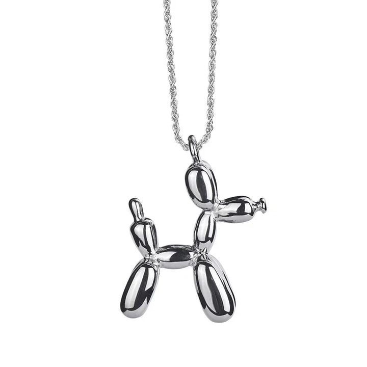 Colar de cão balão, colar feminino divertido com pendente dourado
