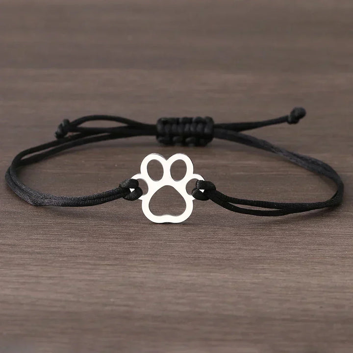 Pulseira ajustável com cordão preto e vermelho