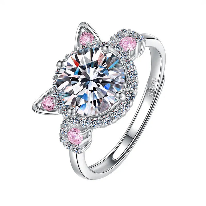 Anel ajustável para gato com zircónia, anel feminino encantador