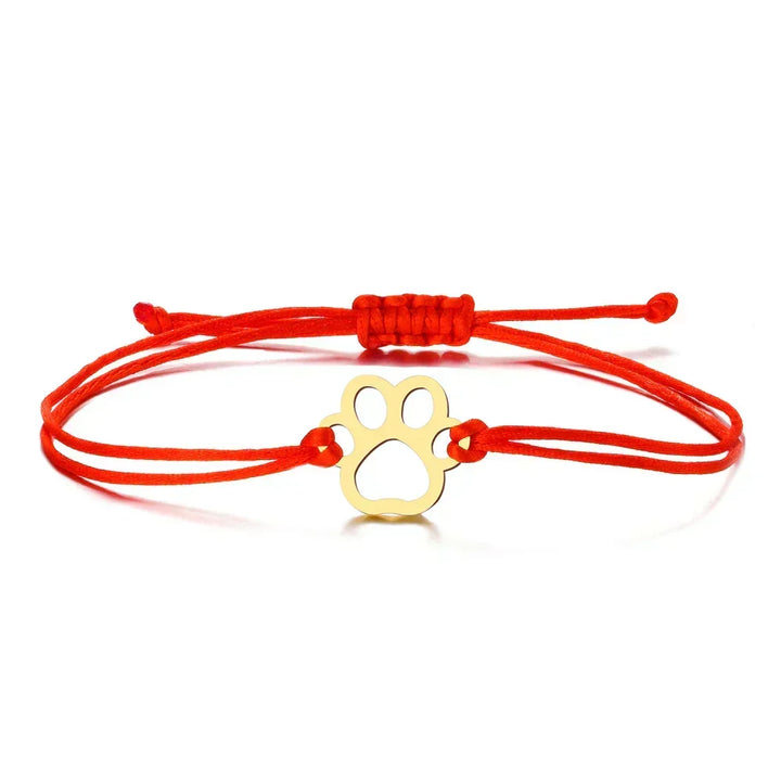 Pulseira ajustável com cordão preto e vermelho