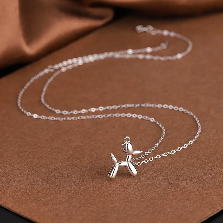 Colar de cão balão, colar feminino divertido com pendente dourado
