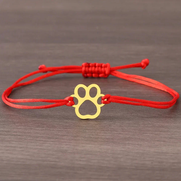Pulseira ajustável com cordão preto e vermelho