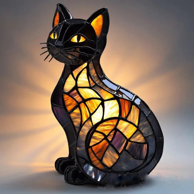 Gato radiante à meia-noite