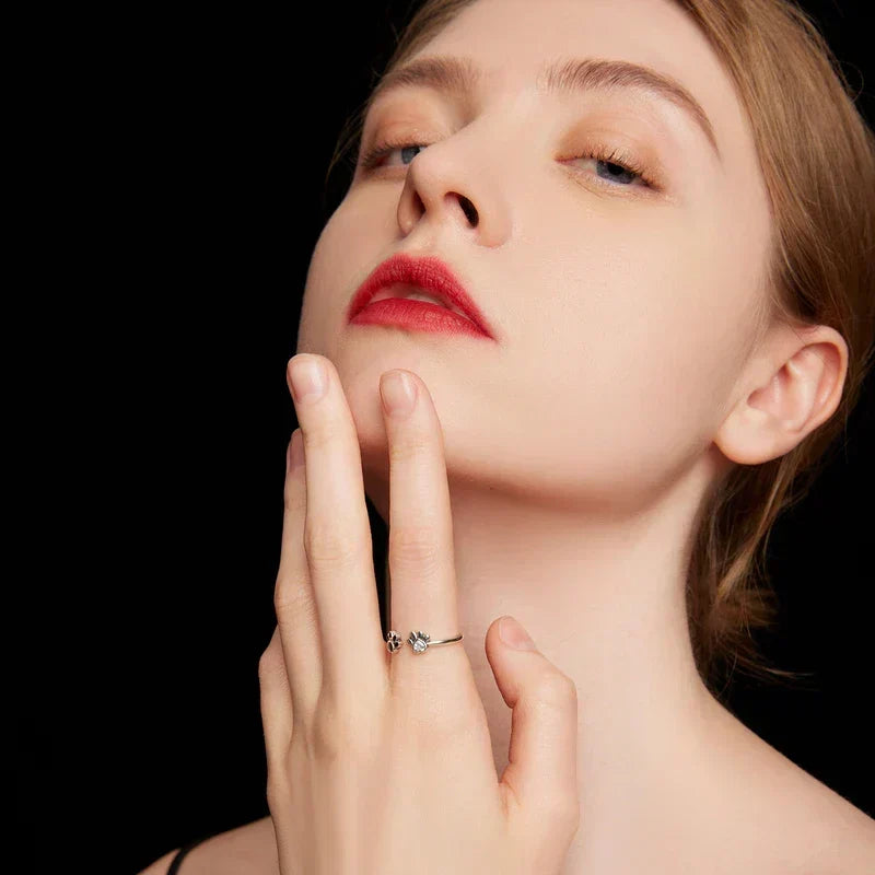 Anel de prata esterlina com zircónia e esmalte ajustável